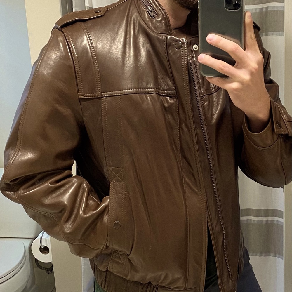 100% Genuine Leather London Fog Bomber Jacket
